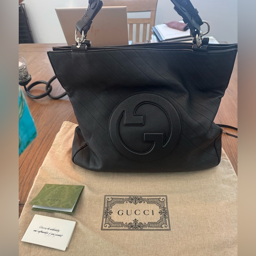 Gucci Interlocking G Black Leather Shoulder Bag